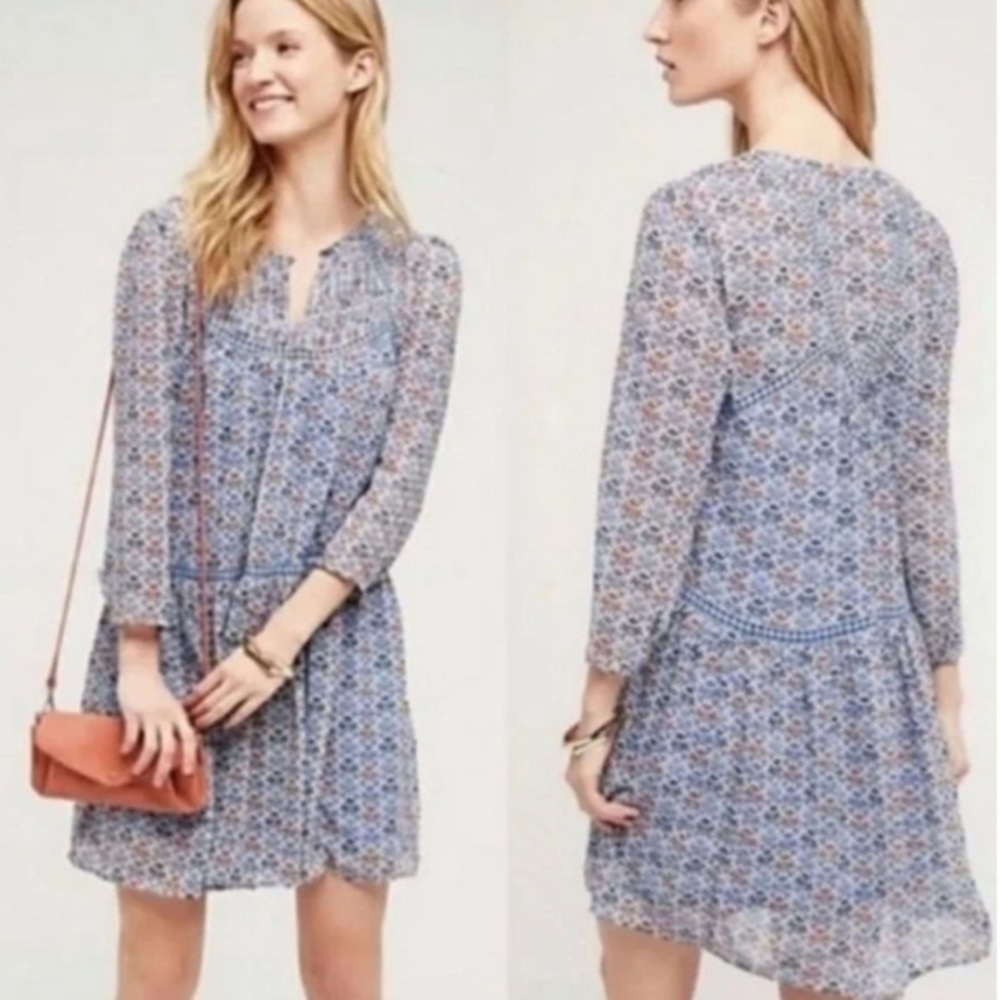 HOLDING HORSES ANTHROPOLOGIE BETONY FLORAL SWING DRESS SIZE 8